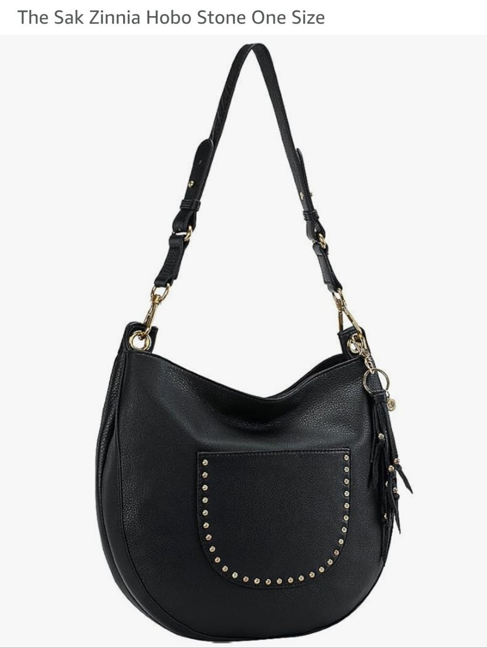 The Sak Zinnia Hobo Handbag Black Leather Shoulder Bag Purse Brass Hardware